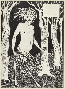 牧神（白い紙にペンと黒のインク） 作： Aubrey Beardsley